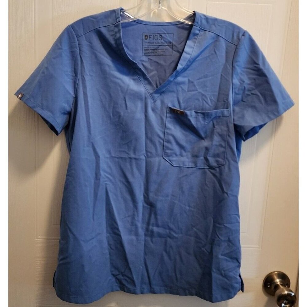 Figs Women's Catarina Short Sleeve V Neck Scrub Top Solid Blue FW1000 Size XS